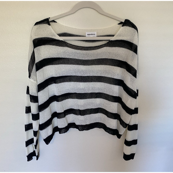 Superdown Adrianna Knit Sweater Black & White Striped From Revolve - Picture 2 of 9